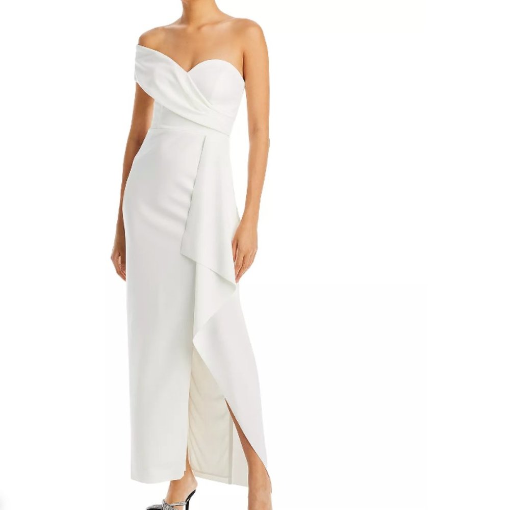 Beautiful AQUA Wedding dress Asymmetric Off-the-Shoulder Gown